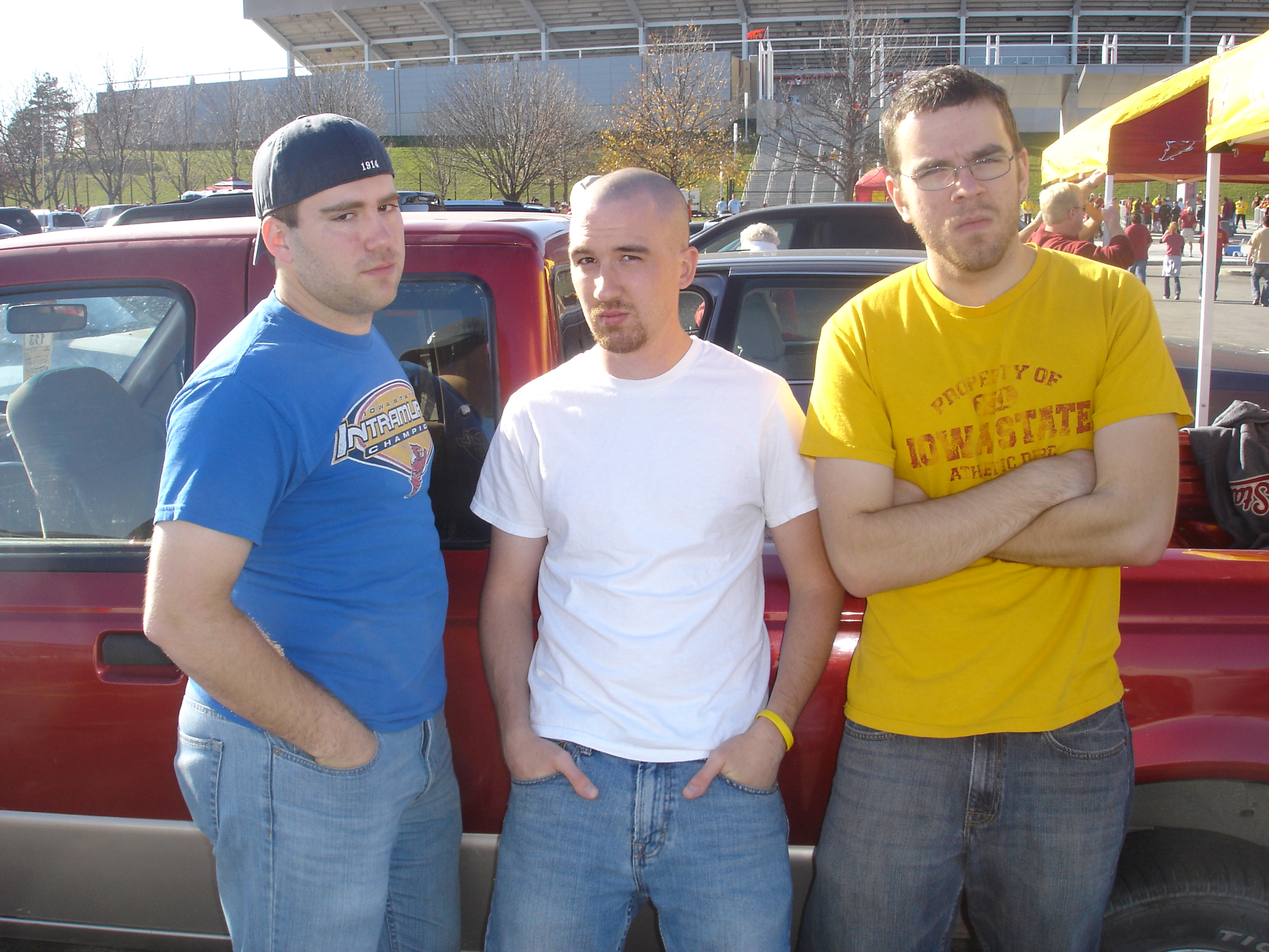 Steve, John, and Lee tailgating